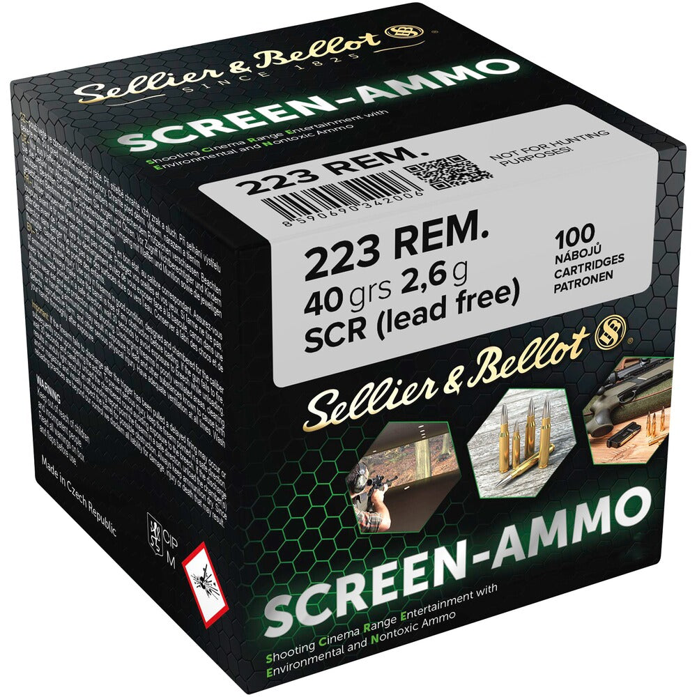 Sellier & Bellot 223 Rem 40 grain FMJ-Zinc Screen Ammo 100 rd