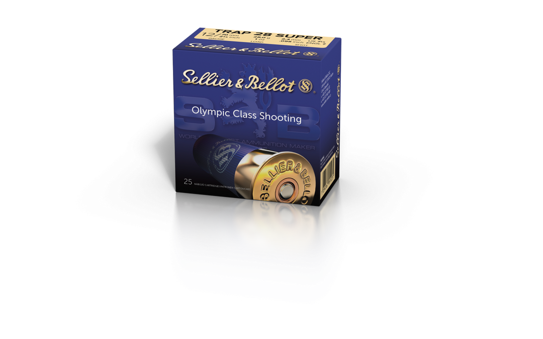 Sellier & Bellot 12 gauge 2¾" 12x70 Trap 28 Super SB 2.4mm 28g UK#7, US#7+ Ammo 25 rd