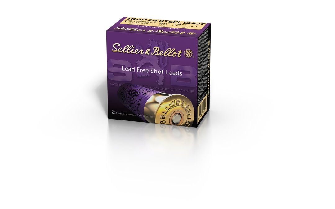 Sellier & Bellot 12 gauge 25/8 12x67.5 Trap 24 Steel Shot 2.54mm 24g #6 UK #7 US Ammo 25 rd