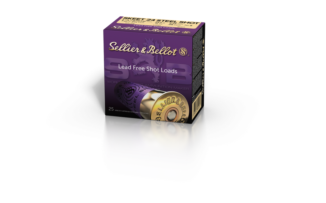 Sellier & Bellot 12 gauge 25/8 12x67.5 Skeet 24 Steel Shot 2.29mm 24g #8 UK/US Ammo 25 rd